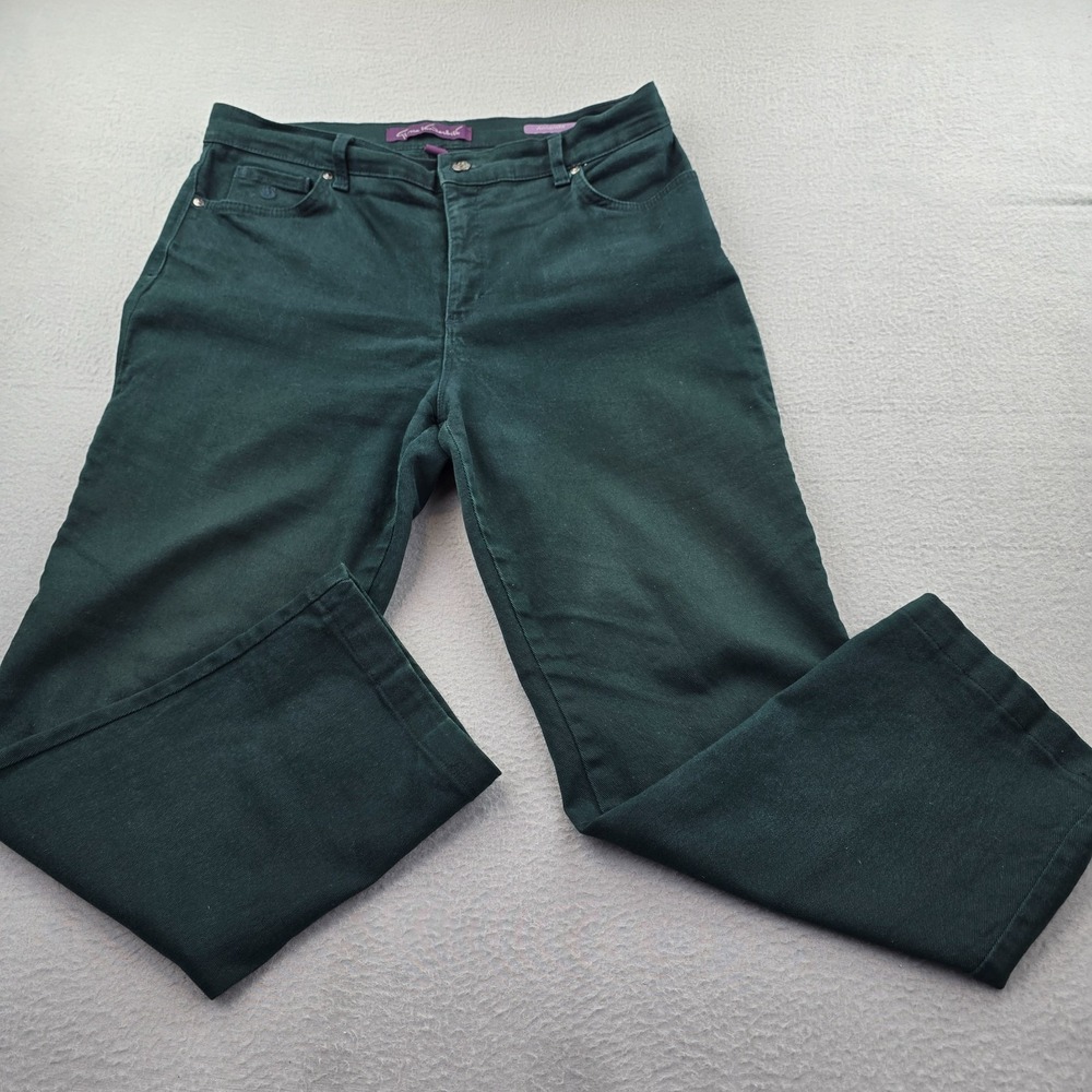 Gloria Vanderbilt Amanda Straight Jeans Womens 14P Green Denim Cotton High Rise